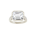 Load image into Gallery viewer, 14K white gold emerald engagement ring mounting, top view