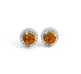 Load image into Gallery viewer, 14K White Gold Citrine and Diamond Halo Stud Earrings