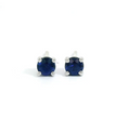 Load image into Gallery viewer, 14K White Gold Blue Sapphire Stud Earrings