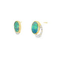 Load image into Gallery viewer, 14K Yellow Gold Diamond & Opal Earrings