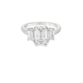 Load image into Gallery viewer, Platinum Three Stone Emerald Cut Lab Grown Diamond Ring