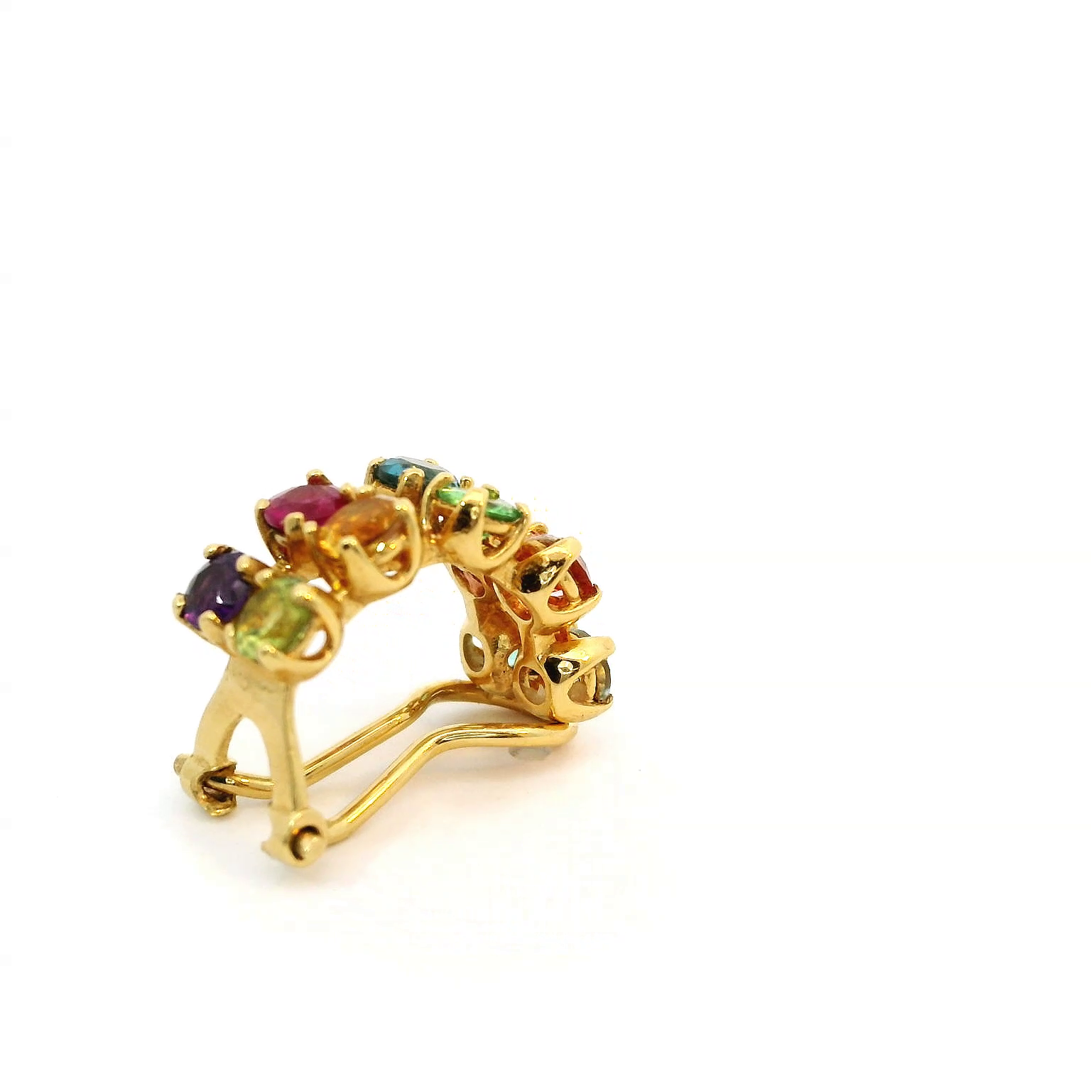 18K Yellow Gold Multi-Color Gemstone Ear Cuff