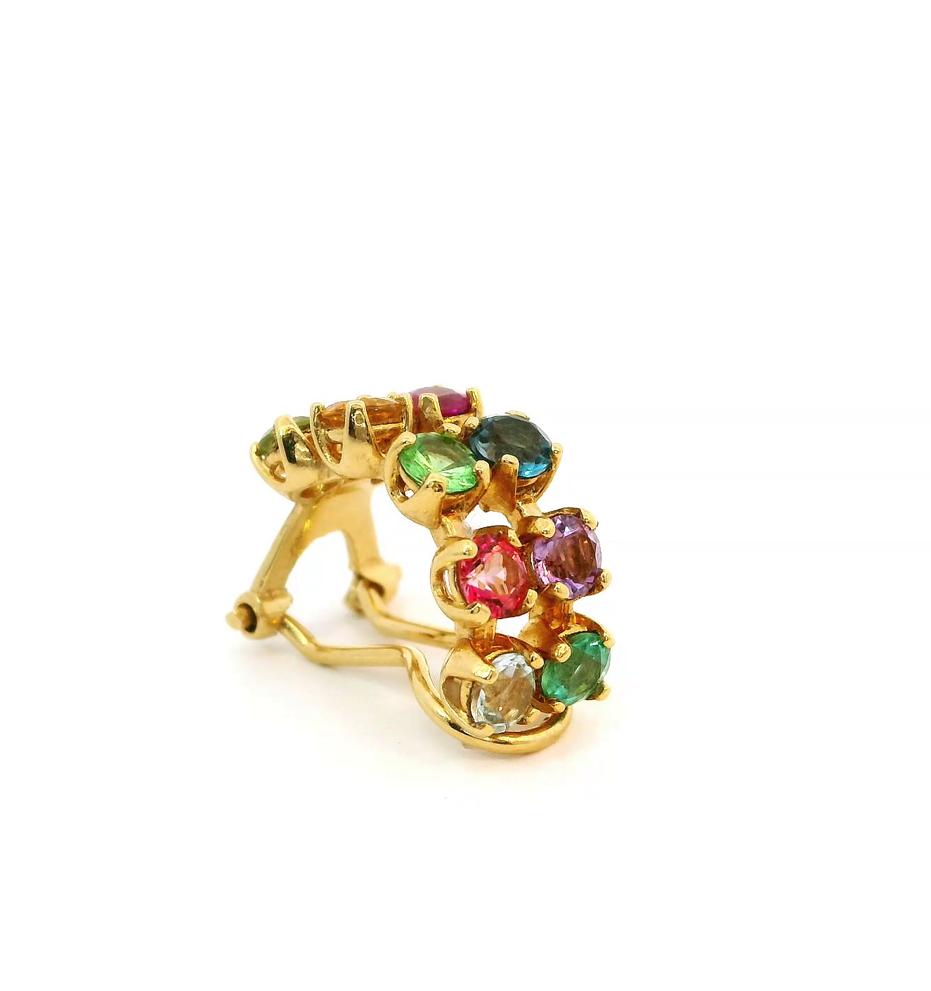 18K Yellow Gold Multi-Color Gemstone Ear Cuff