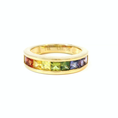 Load image into Gallery viewer, 14k Yellow Gold Rainbow Sapphire Channel Band