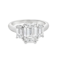 Load image into Gallery viewer, Platinum Three Stone Emerald Cut Lab Grown Diamond Ring