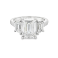 Load image into Gallery viewer, Platinum Three Stone Emerald Cut Lab Grown Diamond Ring