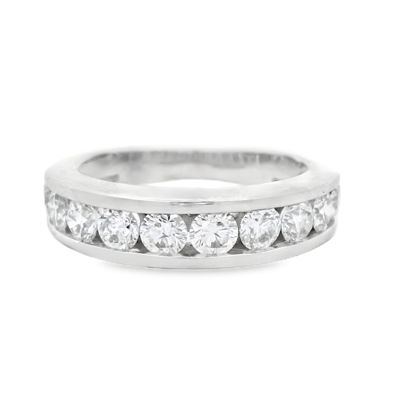 14k White Gold Diamond Channel Band