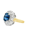 Load image into Gallery viewer, 18K Two Tone Sapphire with Diamond Halo Ring