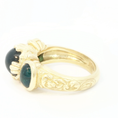 Load image into Gallery viewer, 18K Yellow Gold Ring with Bluish Green Tourmaline Cabochon Gems