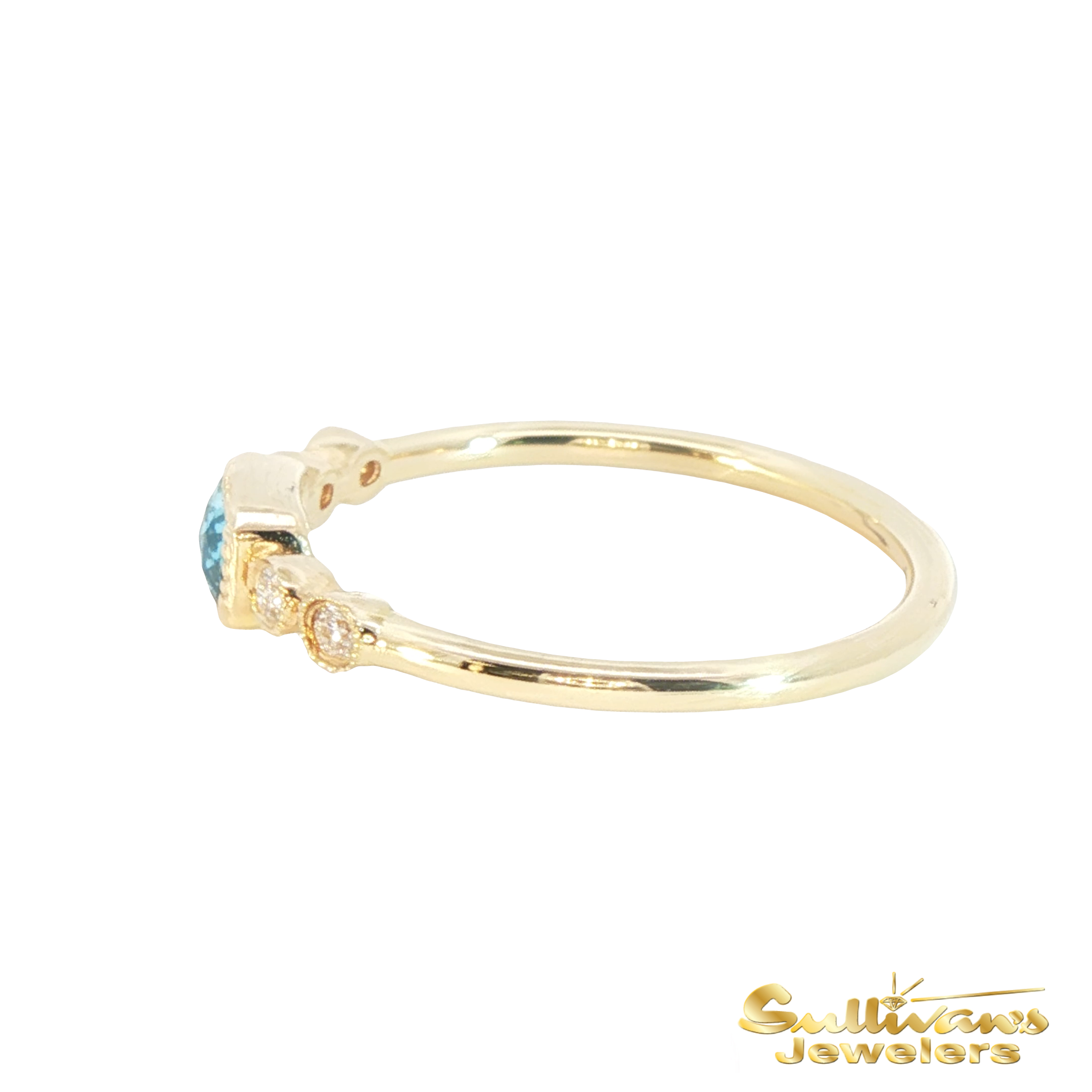 14K Yellow Gold Ring with Blue Topaz