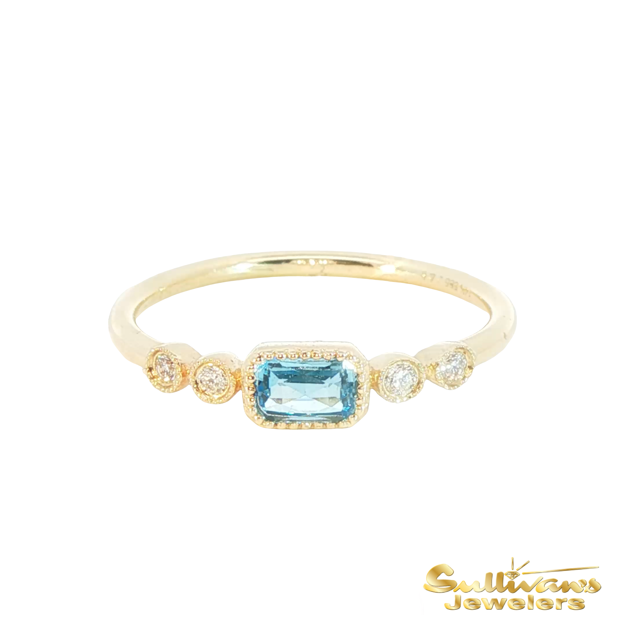 14K Yellow Gold Ring with Blue Topaz