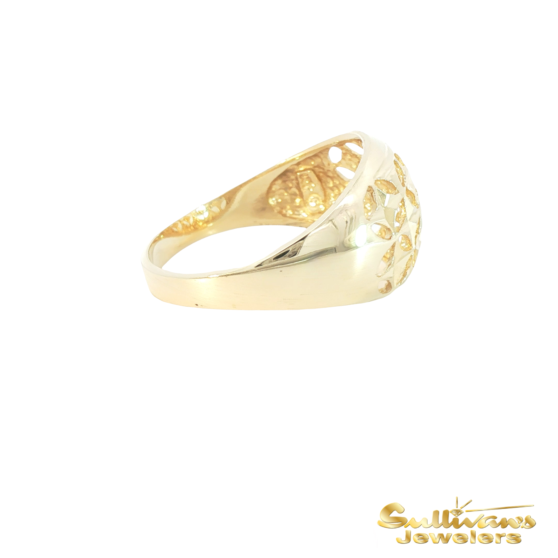 14K Yellow Gold Intricate Pattern Cut-Out Ring