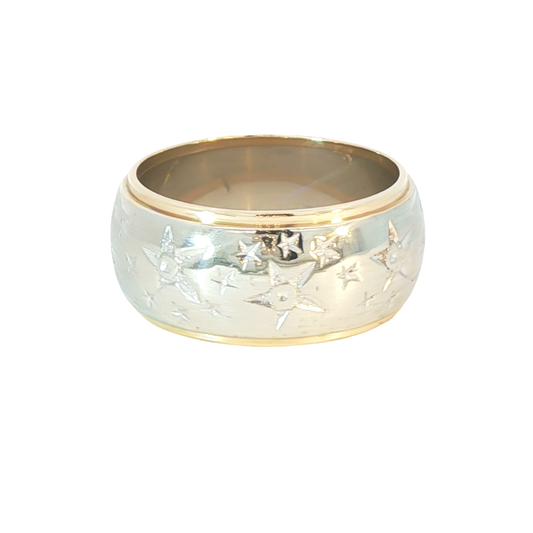 14K Two-Tone Vintage Star Band
