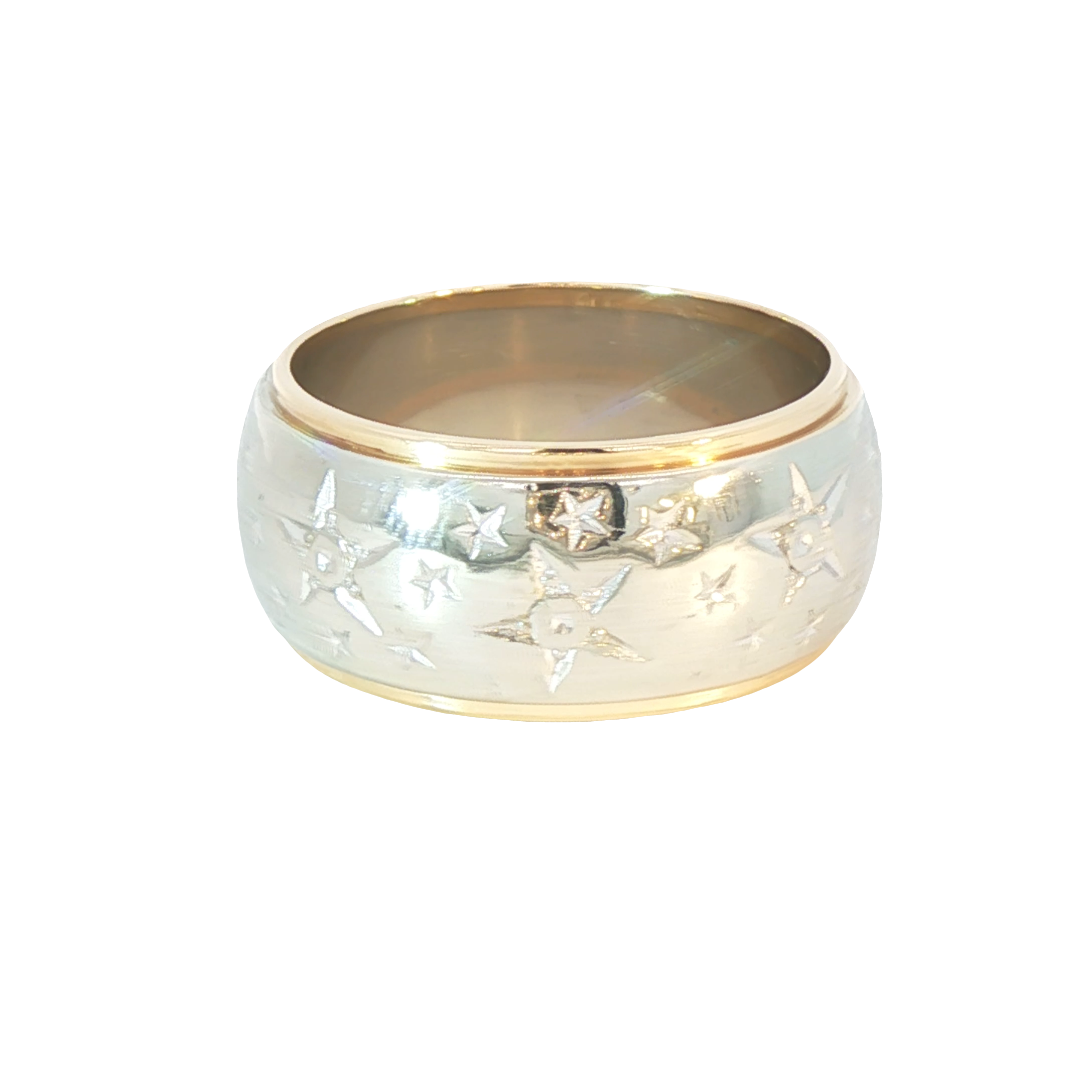 14K Two-Tone Vintage Star Band