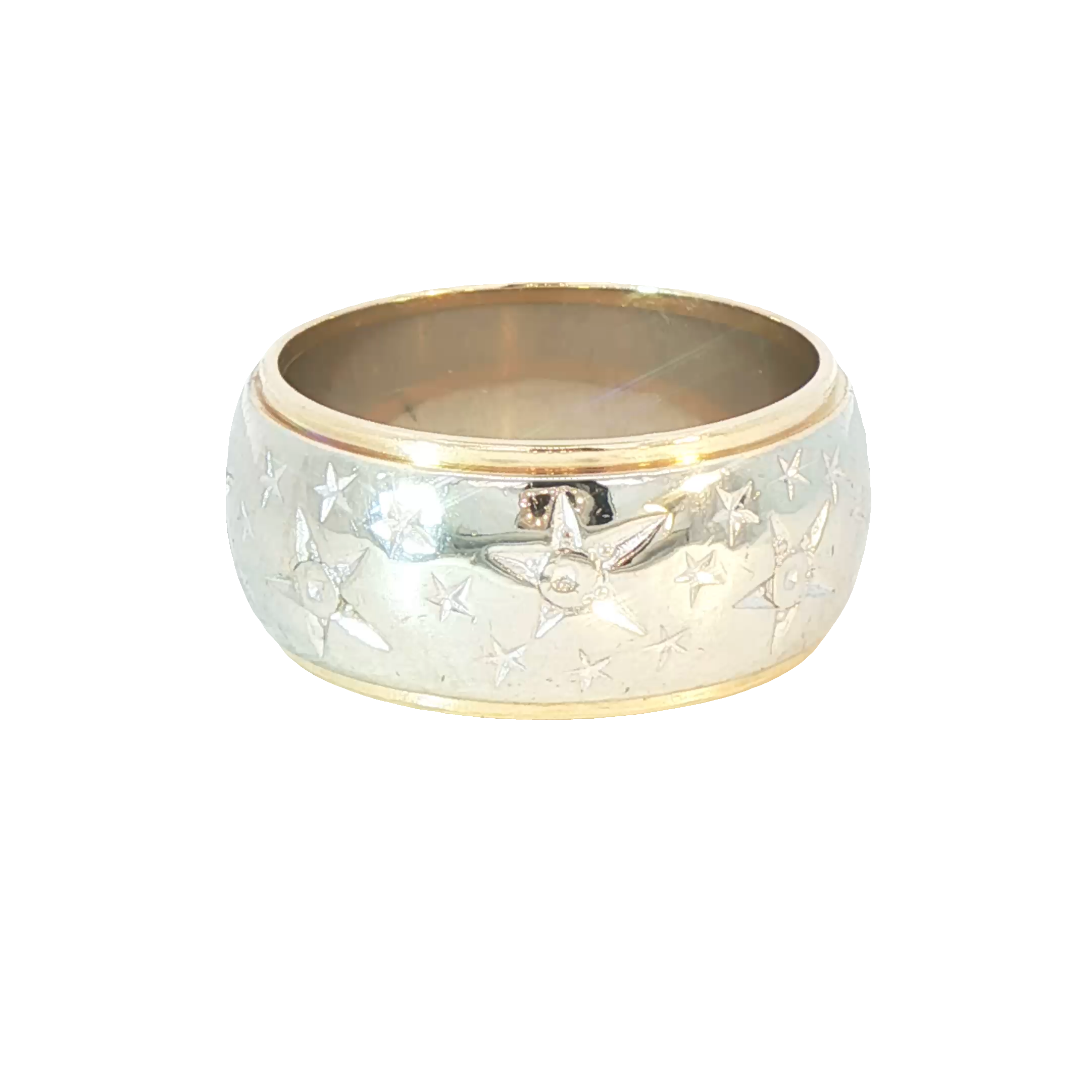 14K Two-Tone Vintage Star Band