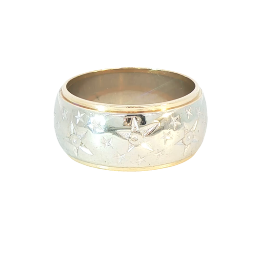14K Two-Tone Vintage Star Band
