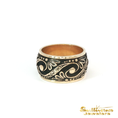 Load image into Gallery viewer, 14K Yellow Gold With Black Enamel Scroll Ring
