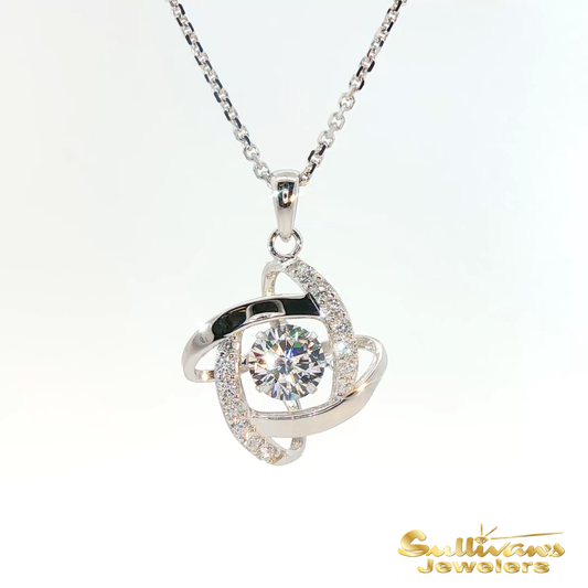 Sterling Silver and CZ Ways for Life Wrap Pendant