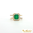 Load image into Gallery viewer, 14K Yellow Gold Emerald and Diamond Ring
