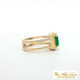 Load image into Gallery viewer, 14K Yellow Gold Emerald and Diamond Ring