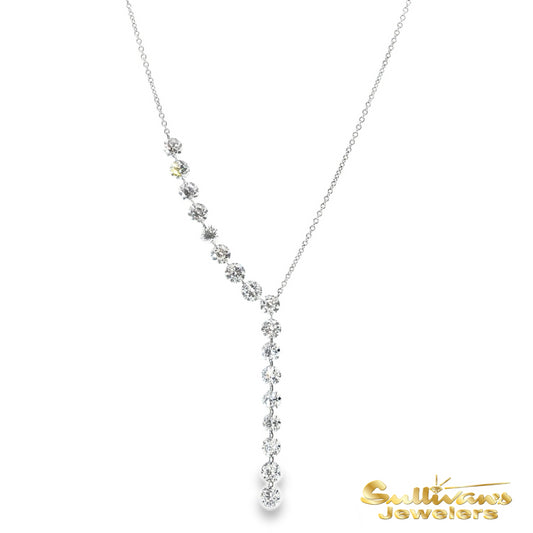 14K White Gold Diamond "Y" Necklace