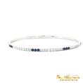 Load image into Gallery viewer, 14K White Gold Tennis Bracelet with Square Cut Deep Blue Sapphires