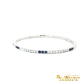 Load image into Gallery viewer, 14K White Gold Tennis Bracelet with Square Cut Deep Blue Sapphires
