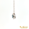 Load image into Gallery viewer, 14K White Gold Fancy Blue Diamond Halo Pendant Necklace