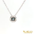 Load image into Gallery viewer, 14K White Gold Fancy Blue Diamond Halo Pendant Necklace