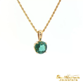 Load image into Gallery viewer, 14K Yellow Gold Charm Necklace with Round Emerald Pendant