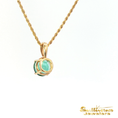 Load image into Gallery viewer, 14K Yellow Gold Charm Necklace with Round Emerald Pendant