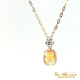Load image into Gallery viewer, 14K Yellow Gold Charm Necklace with Cushion-Cut Citrine Gemstone