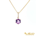 Load image into Gallery viewer, 14K Yellow Gold Pendant Hexagon Amethyst with Diamond Accents
