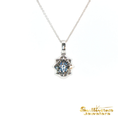 Load image into Gallery viewer, 14K White Gold Deep Blue Sapphire Antique Pendant