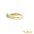 Load image into Gallery viewer, 18K Yellow Gold Emerald Diamond Ring
