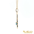 Load image into Gallery viewer, 14K Yellow Gold and Diamond Pendant with Emerald Cut Blue Topaz