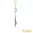 Load image into Gallery viewer, 14K Yellow Gold and Diamond Pendant with Emerald Cut Blue Topaz