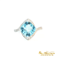 Load image into Gallery viewer, 18K White Gold Bypass Aquamarine Ring
