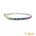 Load image into Gallery viewer, 14K White Gold Rainbow Sapphire Tennis Bracelet