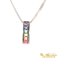 Load image into Gallery viewer, Sterling Silver Sapphire Rainbow Line Pendant