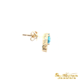 Load image into Gallery viewer, 14K Yellow Gold Hexagon Blue Topaz Stud Earrings