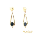 Load image into Gallery viewer, 14K Yellow Gold Sapphire Dangle Earrings