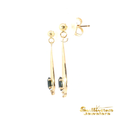 Load image into Gallery viewer, 14K Yellow Gold Sapphire Dangle Earrings