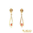 Load image into Gallery viewer, 14K Yellow Gold Garnet Dangle Earrings