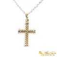 Load image into Gallery viewer, 14K Two-Tone Cross Rope Pendant
