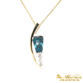 Load image into Gallery viewer, 14K Two Tone Gold Blue Zircon Hexagon Pendant