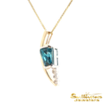 Load image into Gallery viewer, 14K Two Tone Gold Blue Zircon Hexagon Pendant