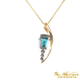 Load image into Gallery viewer, 14K Two Tone Gold Blue Zircon Hexagon Pendant
