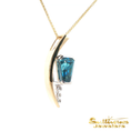 Load image into Gallery viewer, 14K Two Tone Gold Blue Zircon Hexagon Pendant