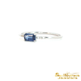Load image into Gallery viewer, 14K White Gold Blue Sapphire Stackable Ring